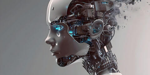 Humanoid, cyber, AI, cyborg and alien.AI generated.	
