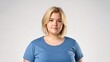 © BlackBird Studio - Chubby blonde woman on a light isolated background