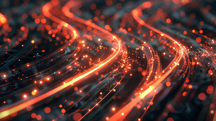 Glowing data cables transferring information background