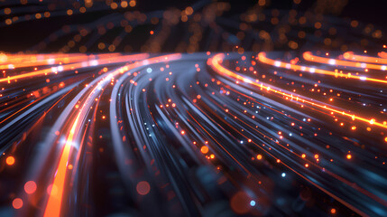 Glowing data cables transferring information background