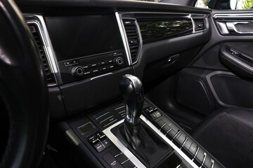 Wall Mural - Gear stick inside of modern black car