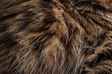 intimate close-up of an animal's dense, textured fur featuring a mix of warm brown and cool black hu
