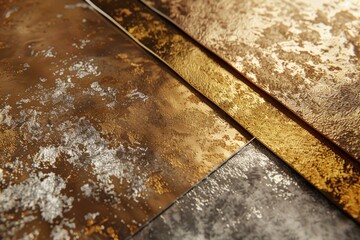 Wall Mural - Compilation of intricate gold and silver textures. Metallic material concept