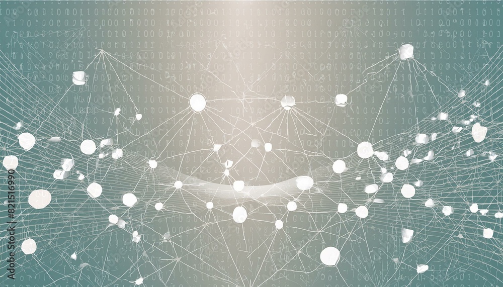 Blue abstract background with a cyber network grid and connected ...
