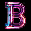 © tracy - The letter B is lit up in neon colors and he is glowing. The letter is surrounded by a black background, which emphasizes the bright colors of the letter. Scene is energetic and vibrant