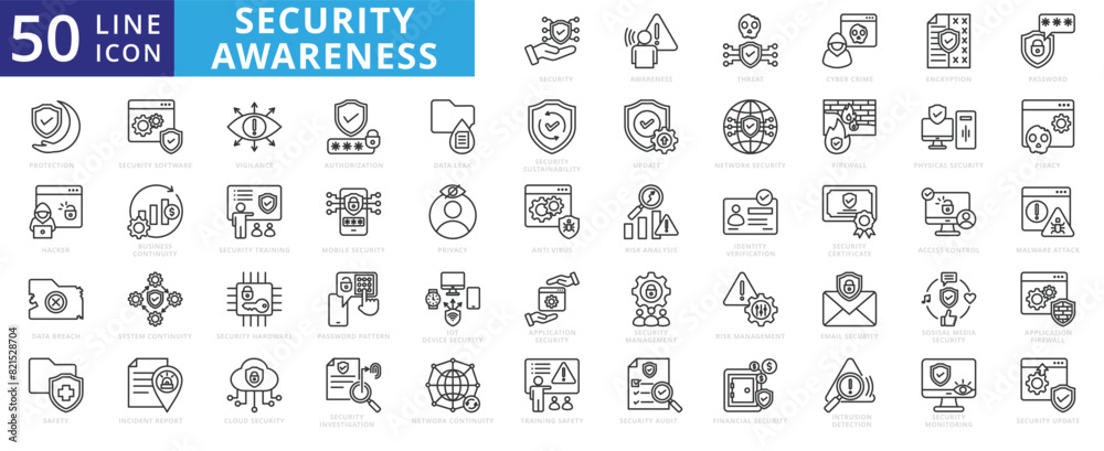 Hack Sensitive Data Icon Security Awareness icon set with threat, cyber crime, encryption ...