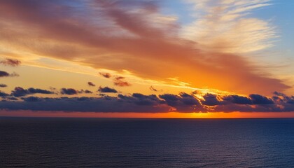 Canvas Print - great sunset over the ocean dark blue and orange colors