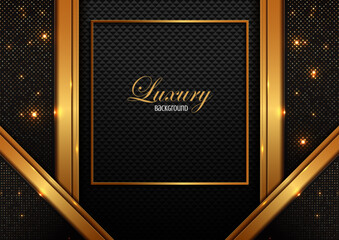 Wall Mural - black and dot line gold luxury gradient background, elements, perfect marketing materials, Modern frame banner website, premium Illustration.