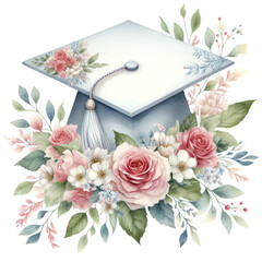 Wall Mural - graduation cap and flowers