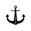 © puruan - Nautical ship anchor black hand drawn icon in grunge look