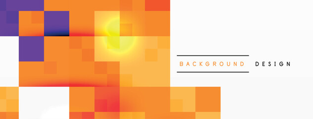 Aufkleber - The image features a vibrant display of orange and purple squares set against a white background, creating a dynamic and colorful composition