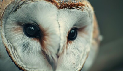 Wall Mural - Close up of majestic barn owl face in brown and white color scheme for nature and wildlife enthusiasts