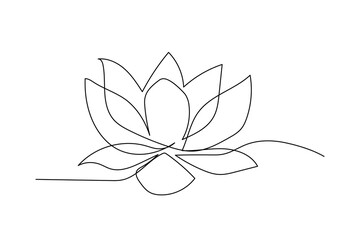 Wall Mural - Continuous line drawing of lotus flower. One line drawing background. Vector illustration. Lotus flower continuous line.