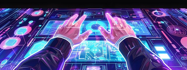 Poster - Hands Control Holographic Deep Learning Architectures Stylized AnimeInspired D