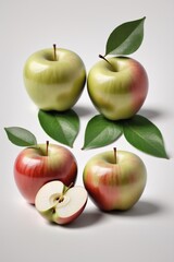 Wall Mural - Exquisite Red Apple on White Background
