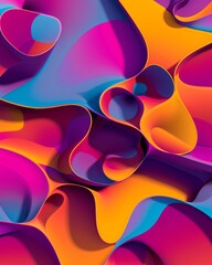 Aufkleber - Vibrant Abstract Digital Art with Flowing Melting Forms in Bright Colors for Creative Website and App Visuals