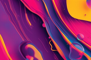 Aufkleber - Dynamic Neon Meltdown: Vibrant Wallpaper Pattern in Neon Pinks, Electric Blues, and Vivid Yellows Illustrating a Lively Atmosphere