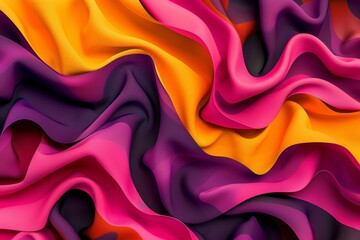 Aufkleber - Vibrant Textile Art Displaying Melting Patterns in Saturated Colors with Elegant Draping, Highlighting Fluid Contemporary Design