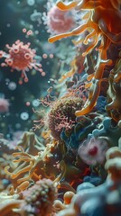 Poster - HyperMagnified Microbial Ecosystem A Fascinating Journey into Anatomical Surrealism