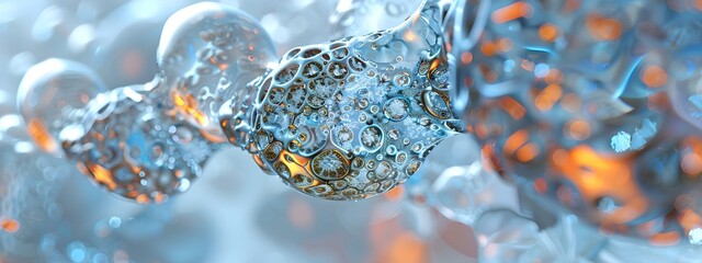Poster - Microscopic Universe of Intricate Organisms A D Rendered Journey into Crystalline Cellular Matrices