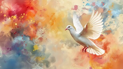 Wall Mural - dove of peace on watercolor background hope and serenity 15