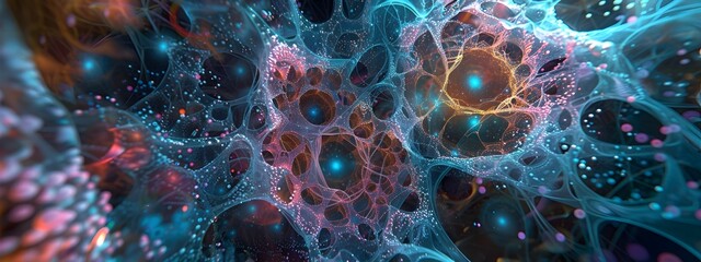 Poster - Futuristic Scientific Outpost Mesmerizing Microscopic Menagerie Revealing Radiant Geometries and