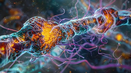 Poster - Captivating Life Force A Striking D Rendered of a SingleCelled Organisms Dynamic Intricacy