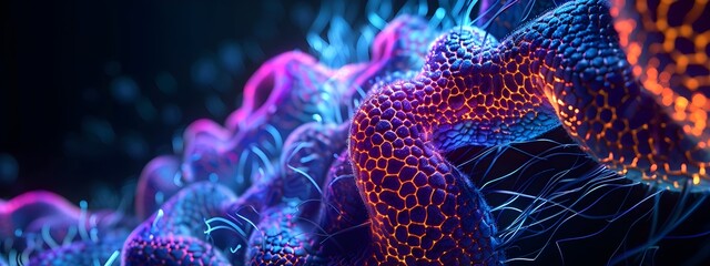 Poster - Bioluminescent Bacterial Colony A Mesmerizing D of Intricate Patterns and Minimalist Laboratory