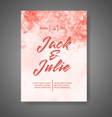 Wall Mural - Wedding invitation with abstract watercolor background