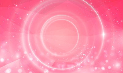 Poster - Magic fantasy portal and frame on light pink polygon background. Glow of circular round light frame, abstract radial motion lines, Futuristic teleport. Circular light trails with sparks. Vector EPS10.