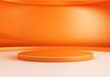 © Goojournoon - Pedestal and orange, in the style of circular shapes, minimalist stage designs. There is space to place products.