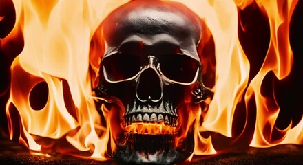 Wall Mural - skull in flames