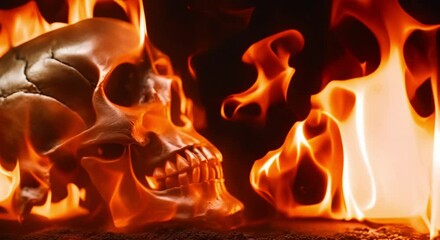 Wall Mural - skull in flames