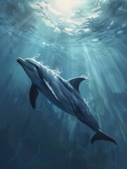 Wall Mural - The Dolphin's Sound Wave Investigator