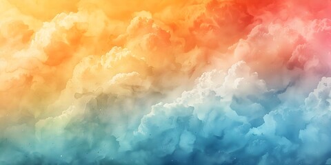 Poster - Breathtaking Watercolor Inspired Digital Landscape with Vibrant Color Gradients and Atmospheric Hazy Scenery