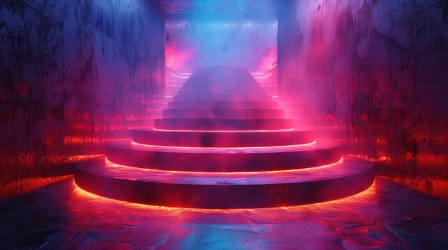 Futuristic Sci Fi Empty Stage neon Glowing Lights,Abstract Background,