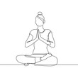 © Наталья Дьячкова - Woman Yoga Continuous One Line Drawing. Woman Meditation Silhouette Line Drawing. Lotus Pose Concept for Modern Minimal Design. Relaxation One Line Illustration. Vector EPS 10