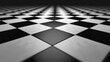 © Natawut - Black and white checkered floor perspective view.
