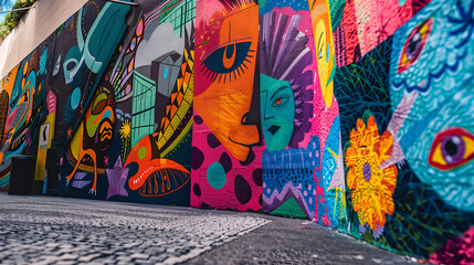 Poster - a vibrant street art mural