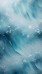 Abstract icy texture with blue and white hues, resembling frozen waves or shards of ice.