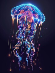 Wall Mural - A Transparent Holographic Jellyfish Concept