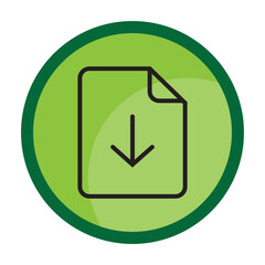 Poster - download folder icon, file document import icon sign with arrow down - save folder file icon button