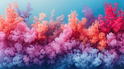 Wall Mural - A dying coral reef with vibrant colors faded to white conceptual illustration of ocean acidification and the loss of biodiversity in marine ecosystems.