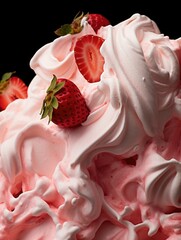 Wall Mural - A pink dessert with strawberries on top