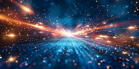 Poster - The Electrifying Burst of Energy and Light in a Cosmic Backdrop of Midnight Blue Splendor