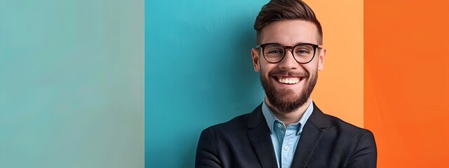 Wall Mural - Confident Young Business Professional Smiling at the in Colorful Office Setting