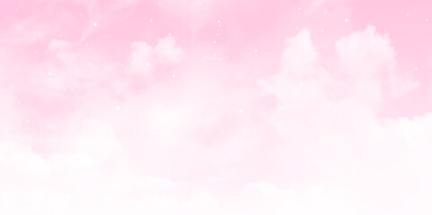 Wall Mural - reddish sky and pink with clouds. clear pink sky with plain white cloud with space for text backgrou