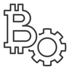 Wall Mural - Bitcoin and Gear vector Crypto Currency Settings icon or sign in thin line style