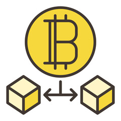 Poster - Bitcoin and two blocks vector Cryptocurrency colored icon or design element