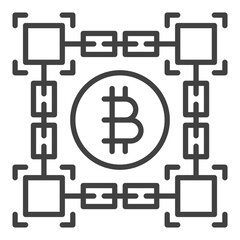 Poster - Blockchain with Bitcoin vector Decentralized Cryptocurrency thin line icon or symbol